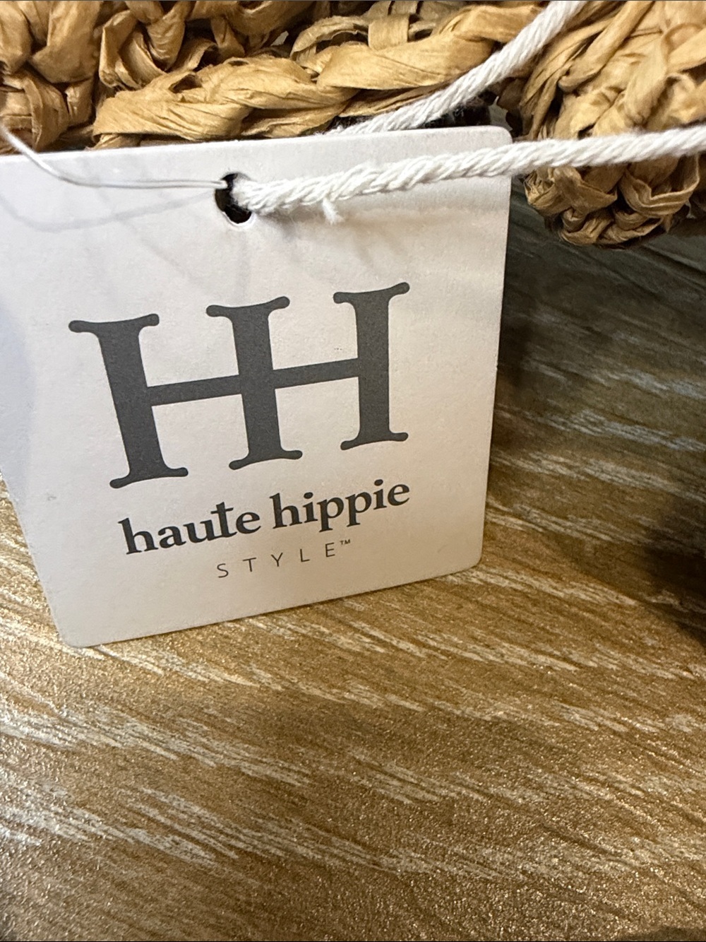 Haute Hippie Hand Bag Faux Pearls Natural Beige Straw Crescent Hobo Boho Coastal - Picture 2 of 9